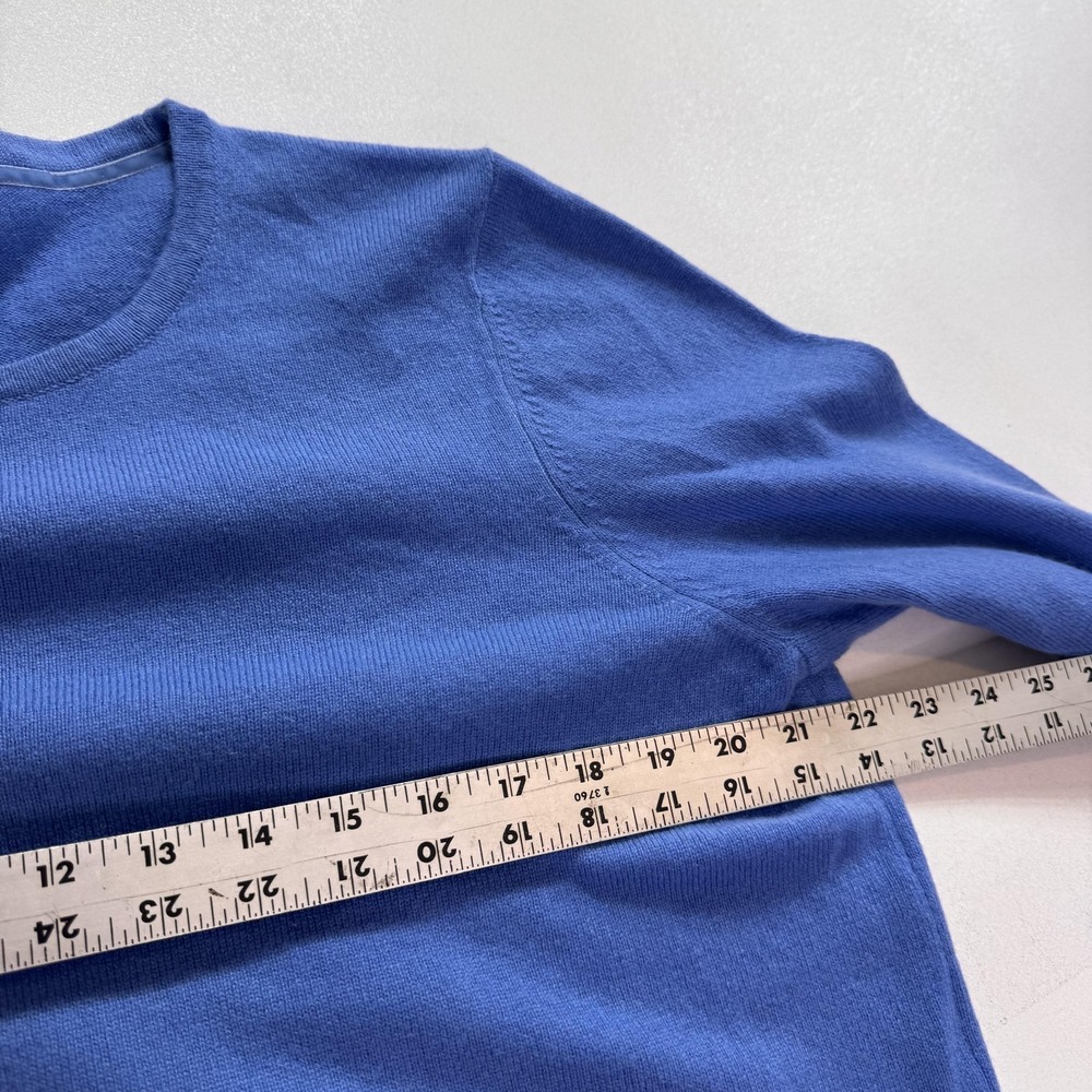 L.L.Bean Sweater Mens XL Blue 100% Cashmere Crew Neck Knit Pullover Warm - Picture 3 of 8
